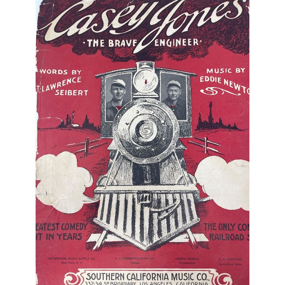 Casey Jones Sheet Music Brave Engineer Railroad Song 1909 Newton Siebert‎